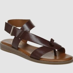 NEW! Franco Sarto Gensi Toe Loop Brown Leather Sandals Size 7.5 NWOB